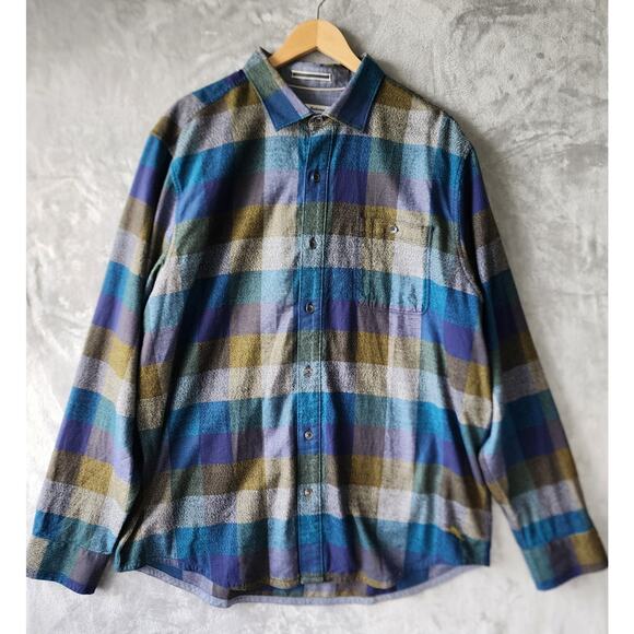 Tommy Bahama Flannel Shirt Mens Size XL Tall Canyon Beach Bonfire Button XLT - Picture 2 of 9